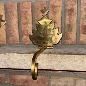 Solid Brass Christmas Tree Stocking Holder for Mantle Vintage from 1993